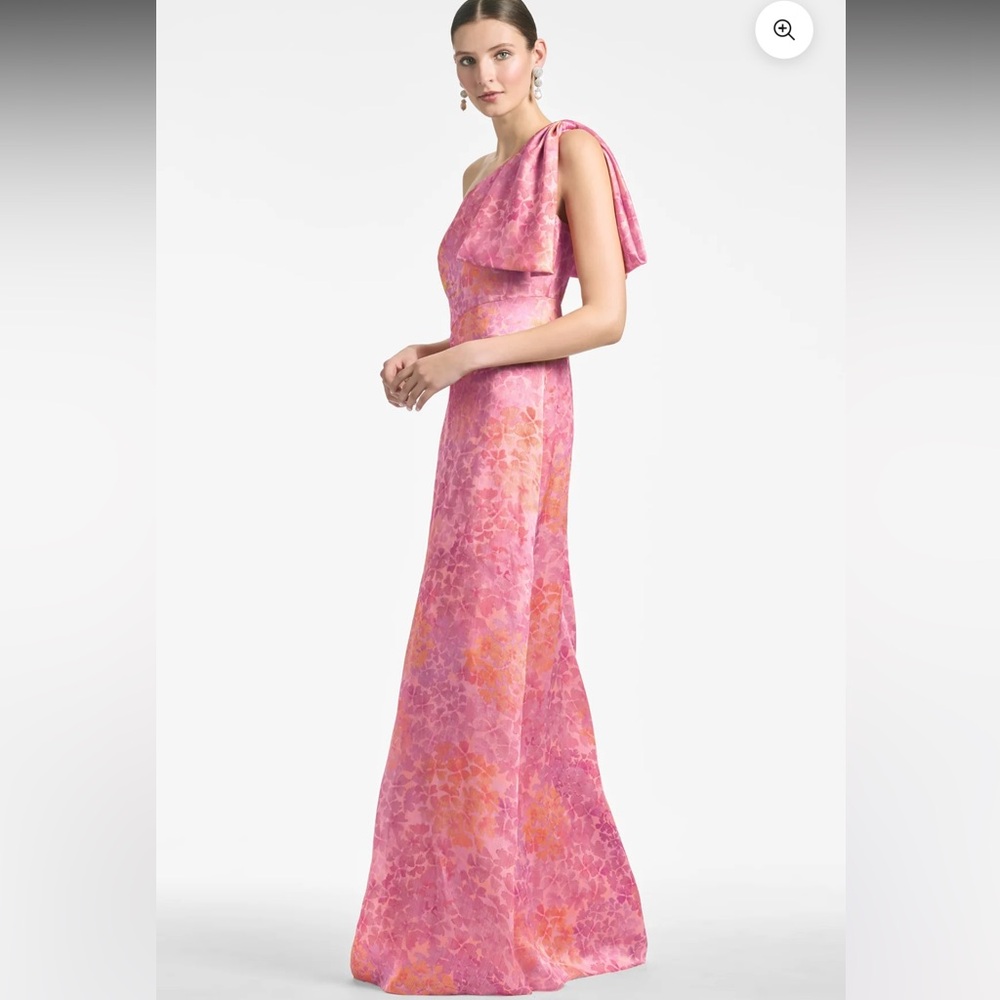 Sachin & Babi One-Shoulder Pink Floral Gown - Picture 2 of 3